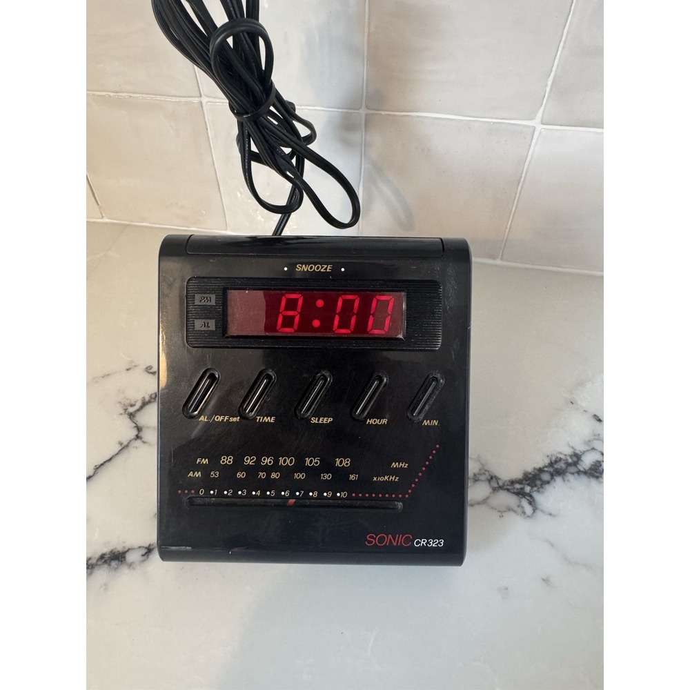 Vintage Sonic Boom CR323 Alarm Clock with Radio EUC Tested‎ Works & Sounds Great